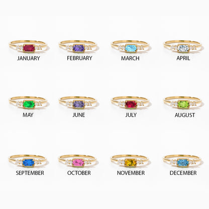 Baquette Birthstone Ring