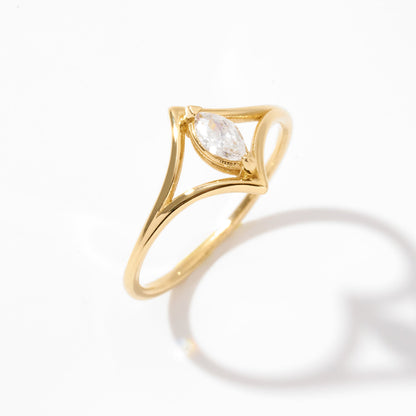 Personalized Marquise Ring in 14k Solid Gold