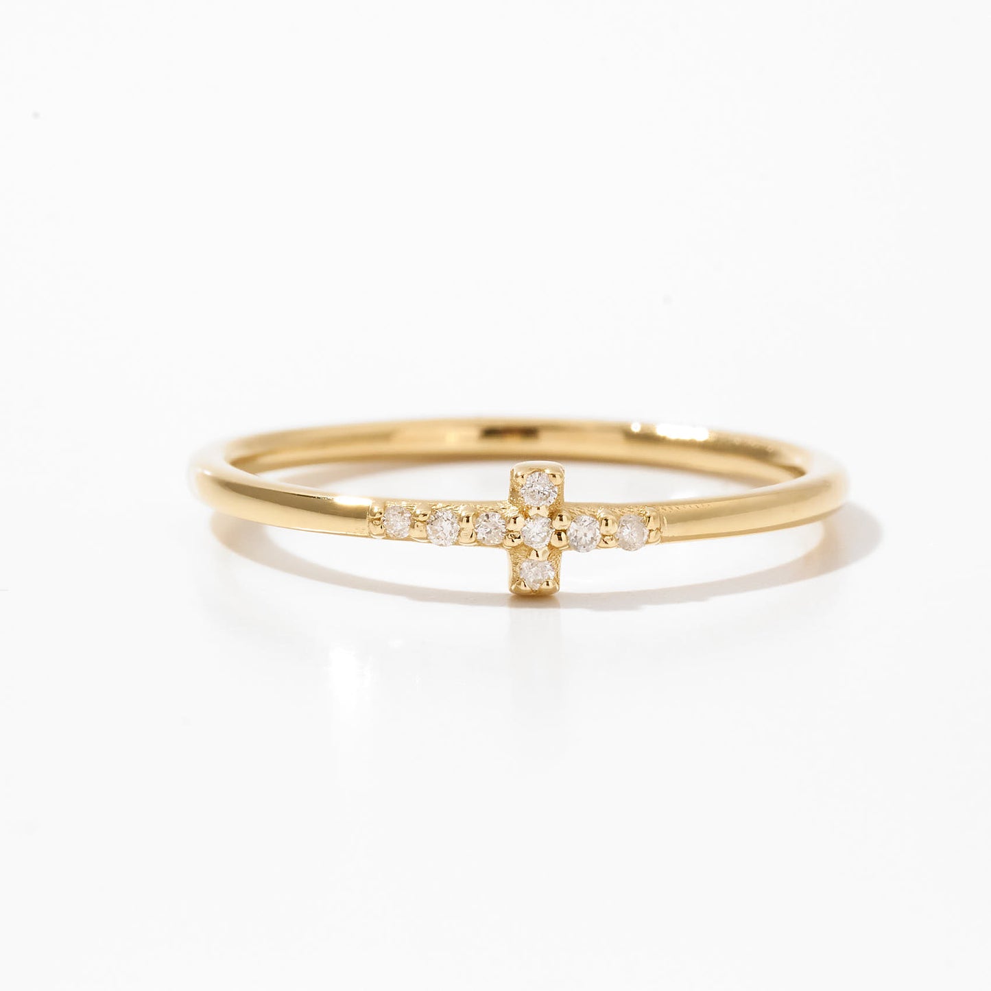 Diamond Cross Ring in 14k Solid Gold