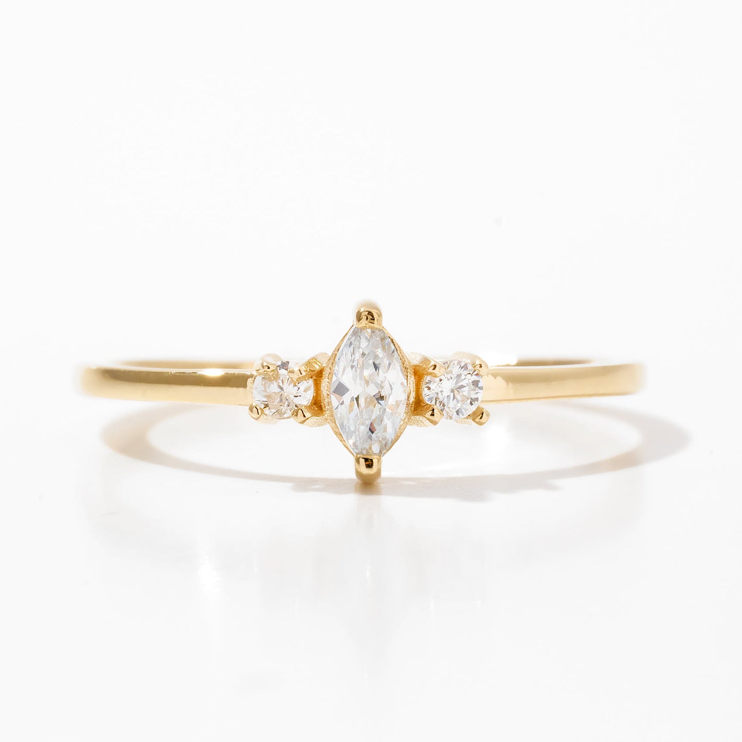 Three Stone - Pear Ring in 14k Solid Gold