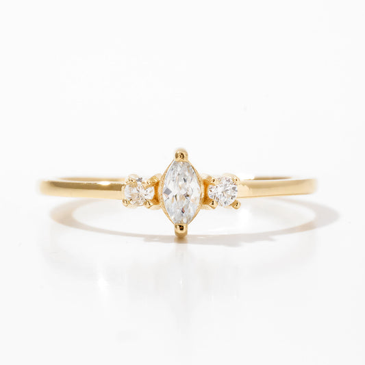 Three Stone - Pear Ring