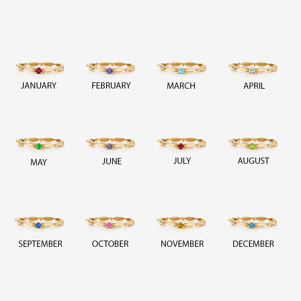 Birthstone Marquise Half Eternity Ring