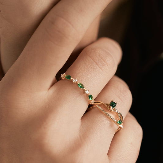 Birthstone Marquise Half Eternity Ring