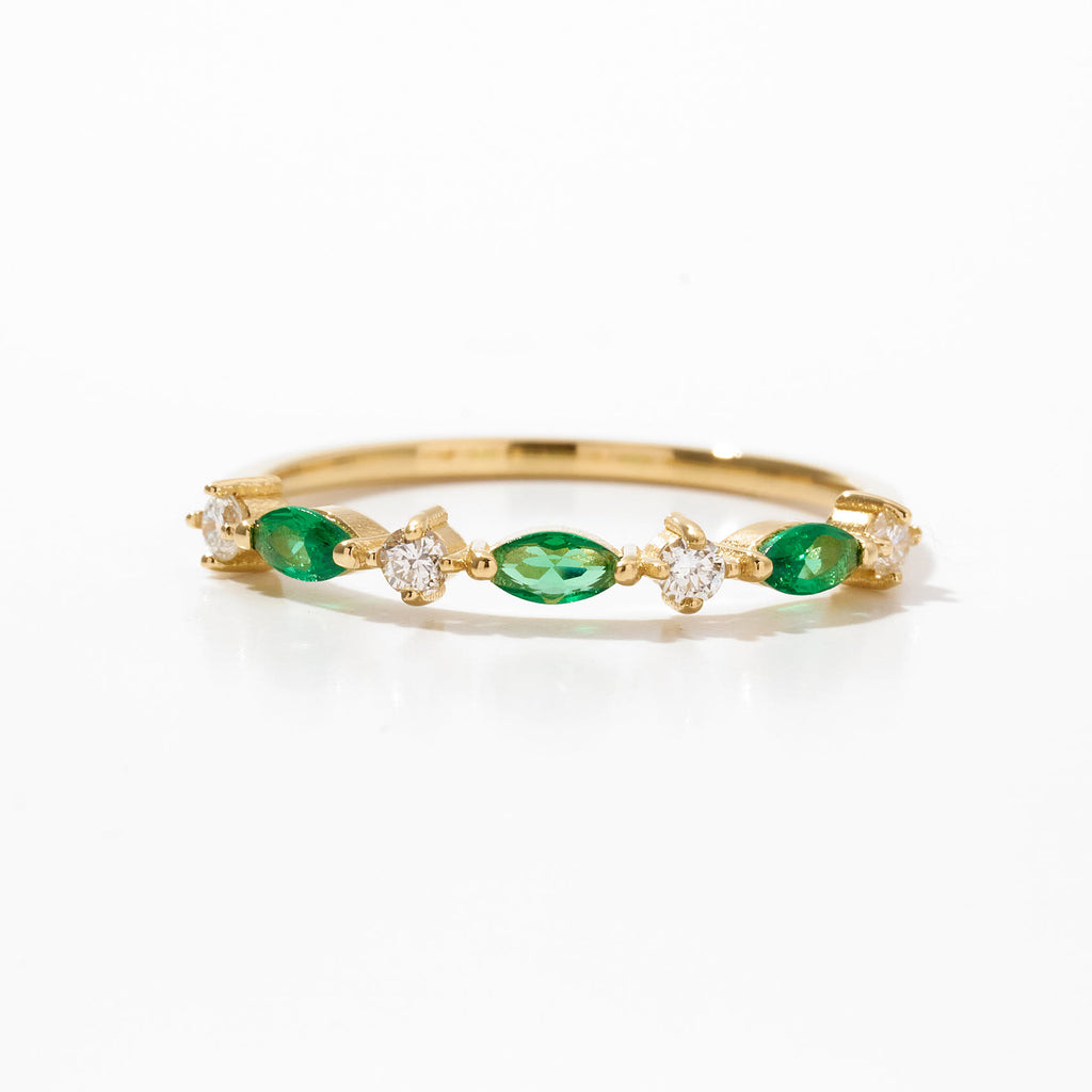 Birthstone Marquise Half Eternity Ring