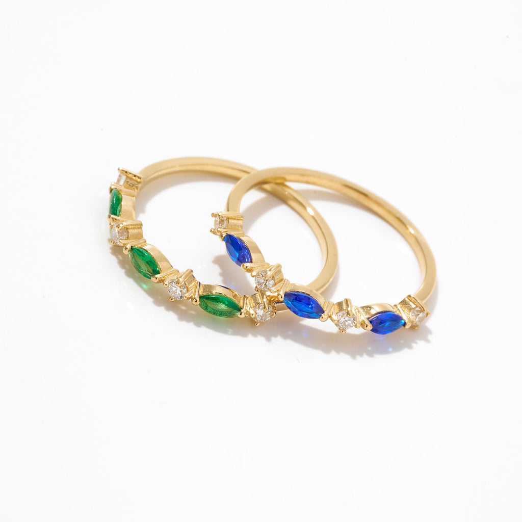 Birthstone Marquise Half Eternity Ring