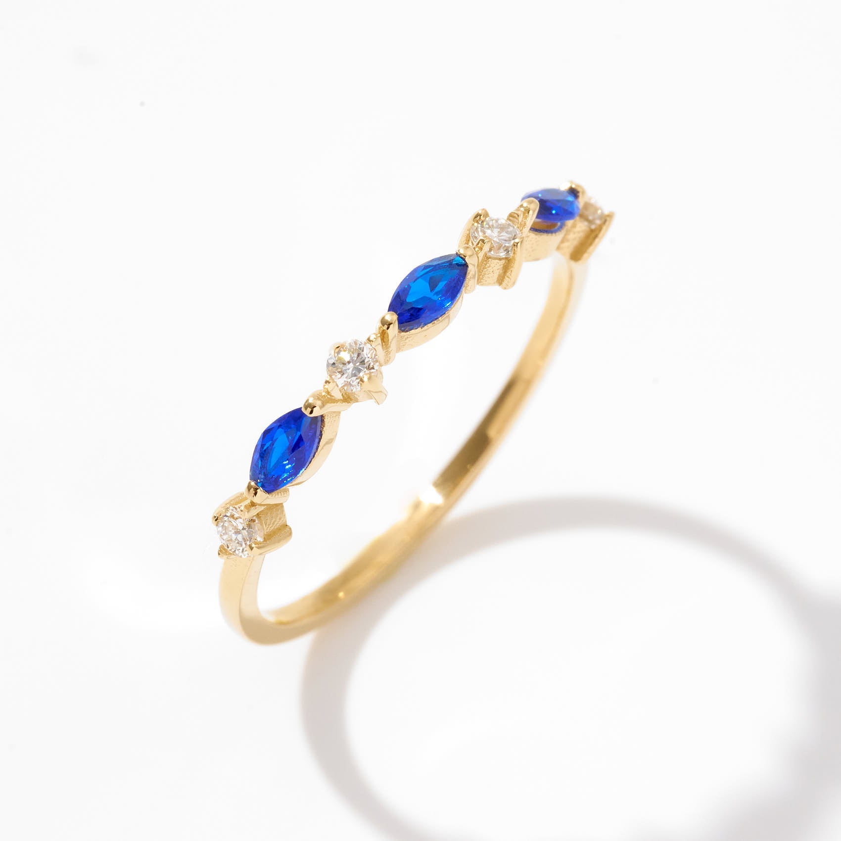 Birthstone Marquise Half Eternity Ring