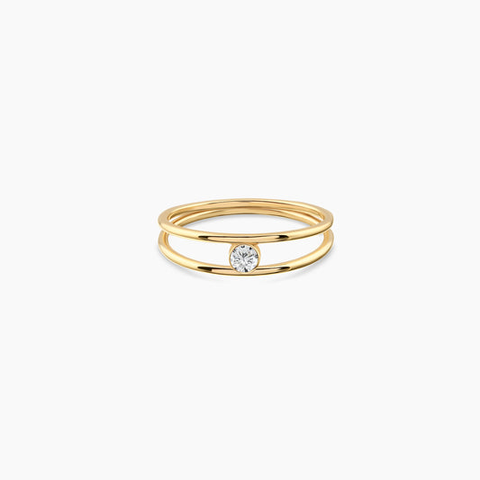 Double Band Ring - Floating Birthstone Ring