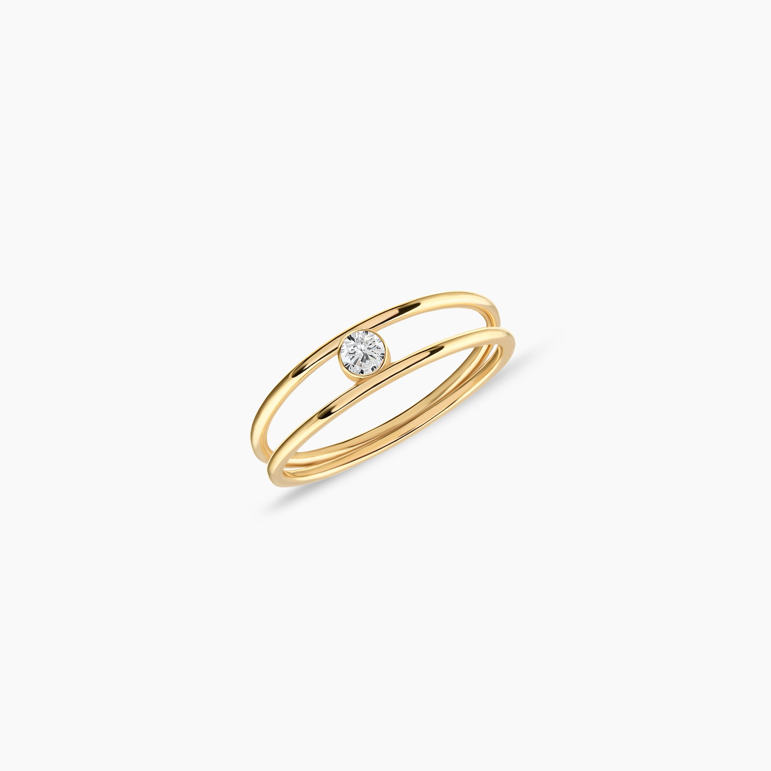 Double Band Ring - Floating Birthstone Ring