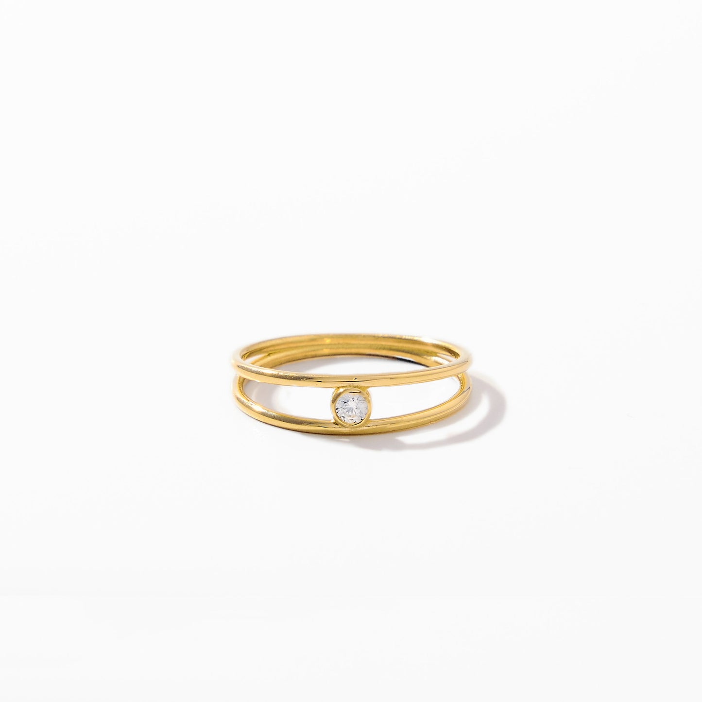 Double Band Ring - Floating Birthstone Ring