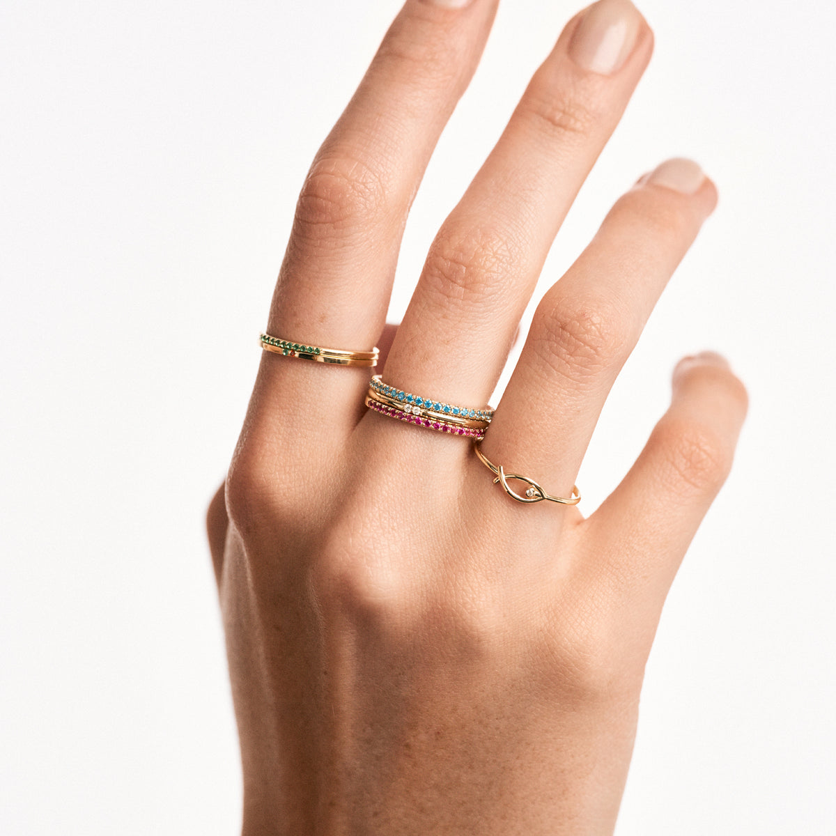 Birthstone Half Eternity Ring