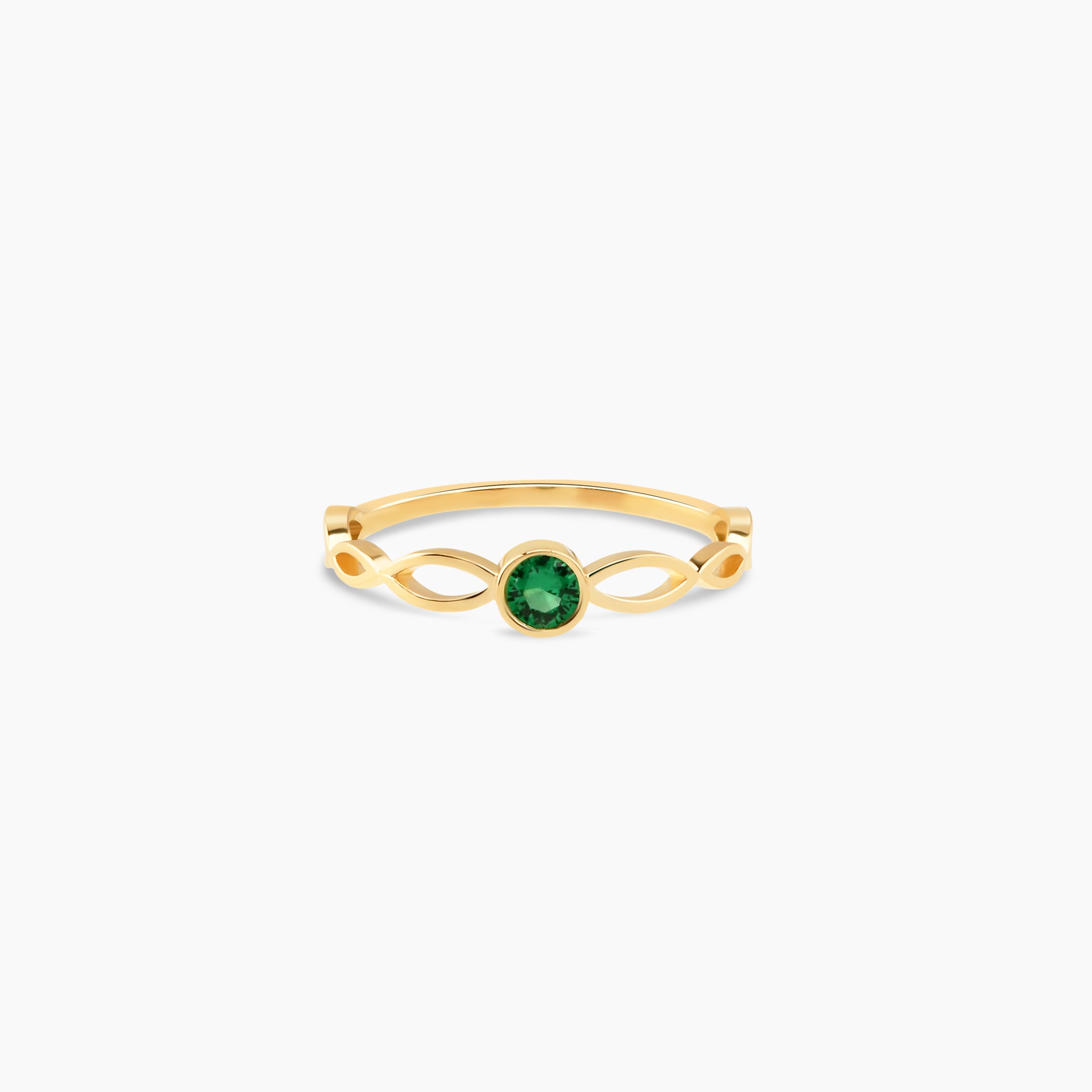 Dainty Birthstone Twisted Band Ring