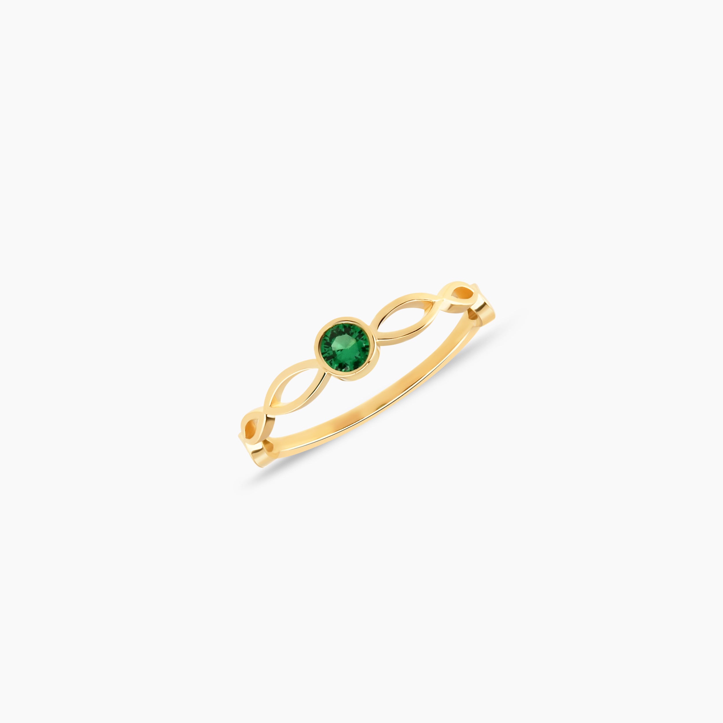 Dainty Birthstone Twisted Band Ring