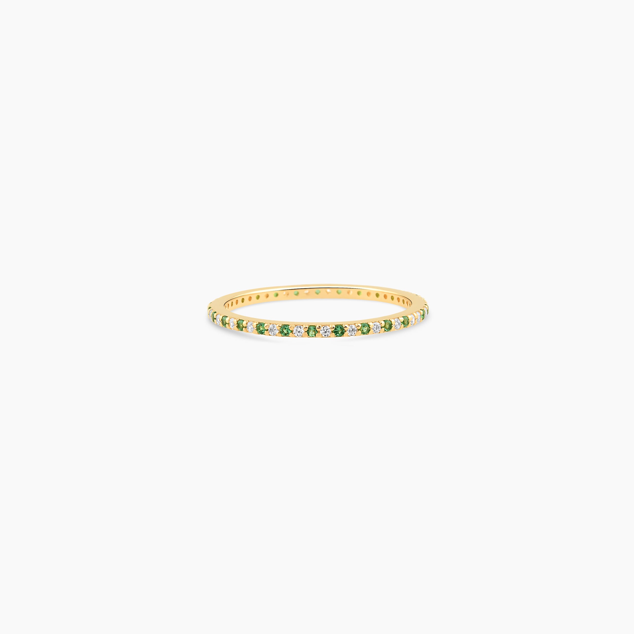 Dainty Natural Diamond Simulated Emerald Eternity Band