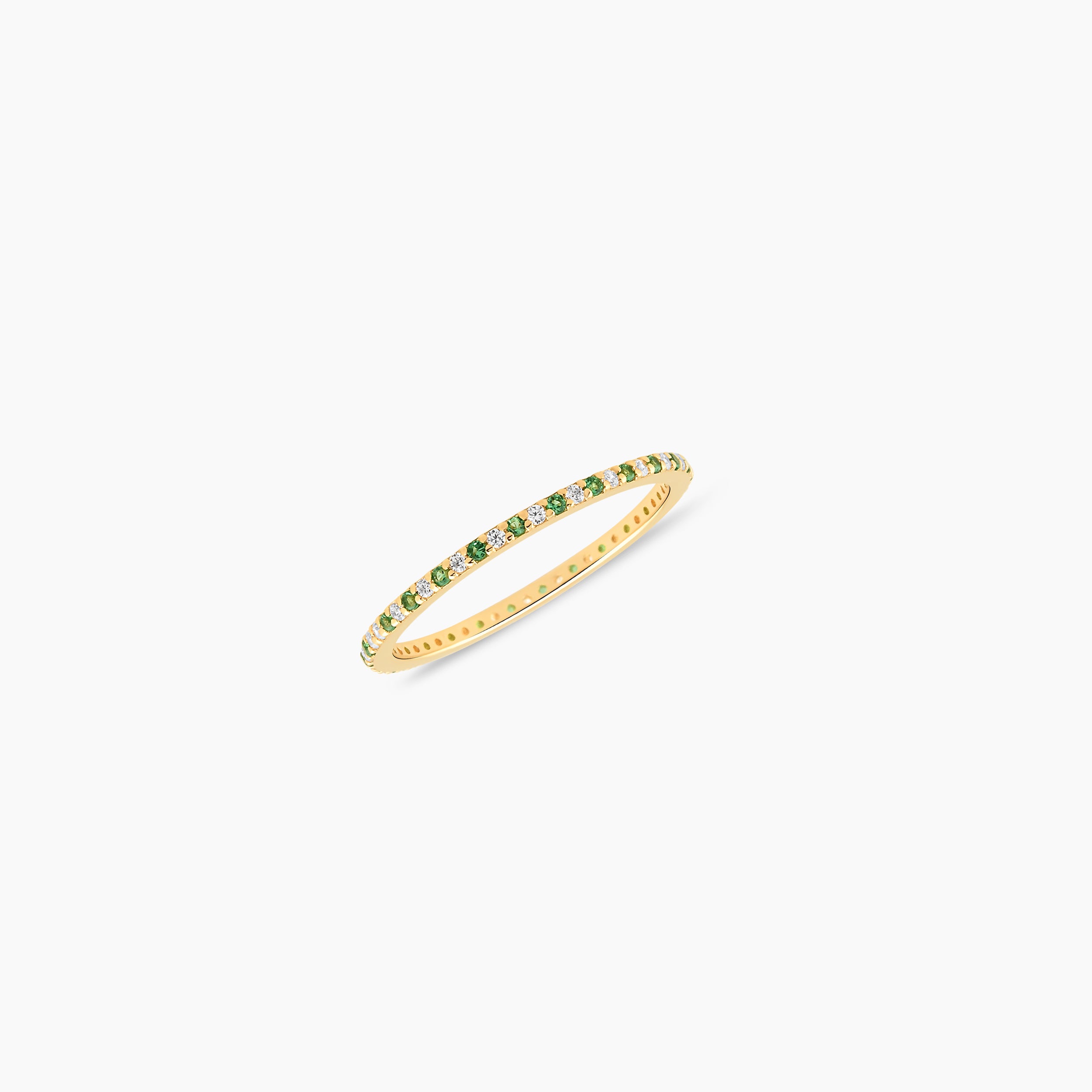 Dainty Natural Diamond Simulated Emerald Eternity Band