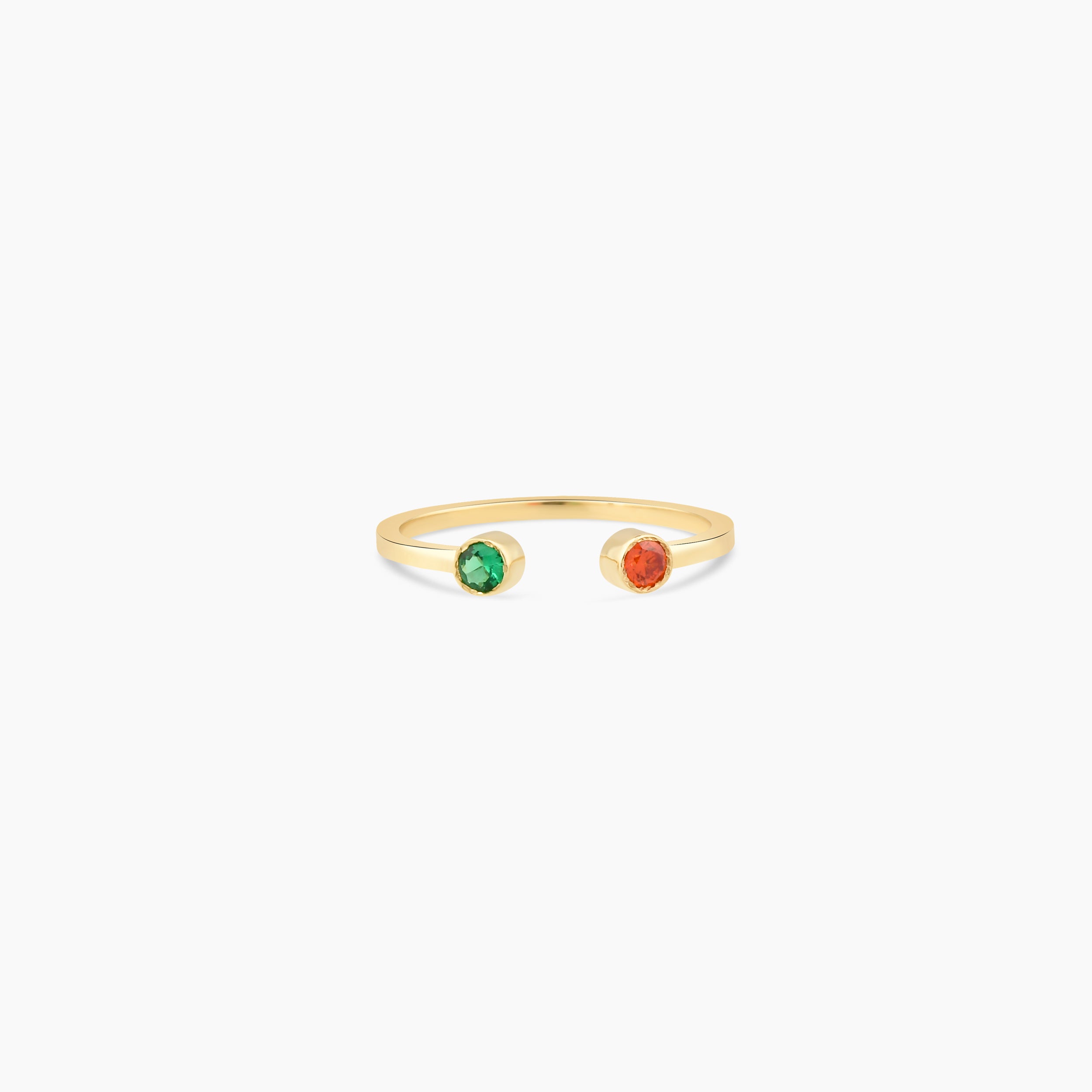 Personalized Dual Birthstone Open Ring
