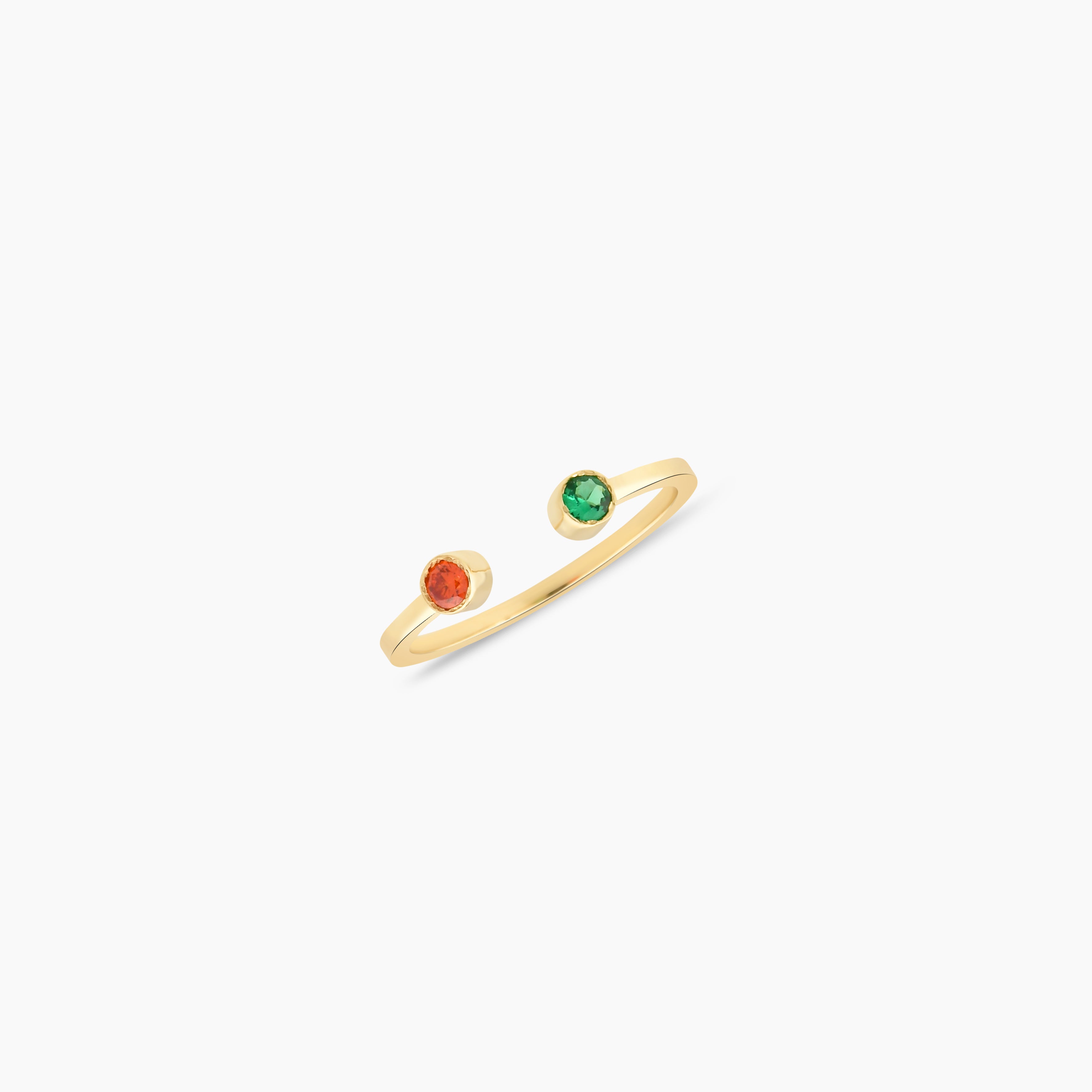 Personalized Dual Birthstone Open Ring