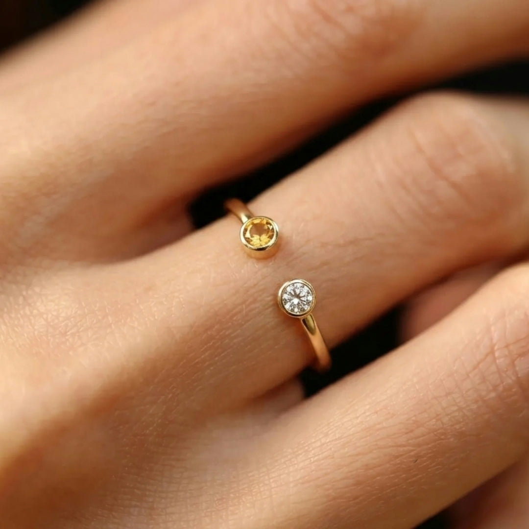 Personalized Dual Birthstone Open Ring
