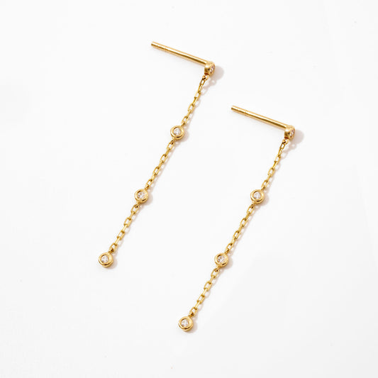 Diamonds by the Yard Drop Earrings in 14K Solid Gold