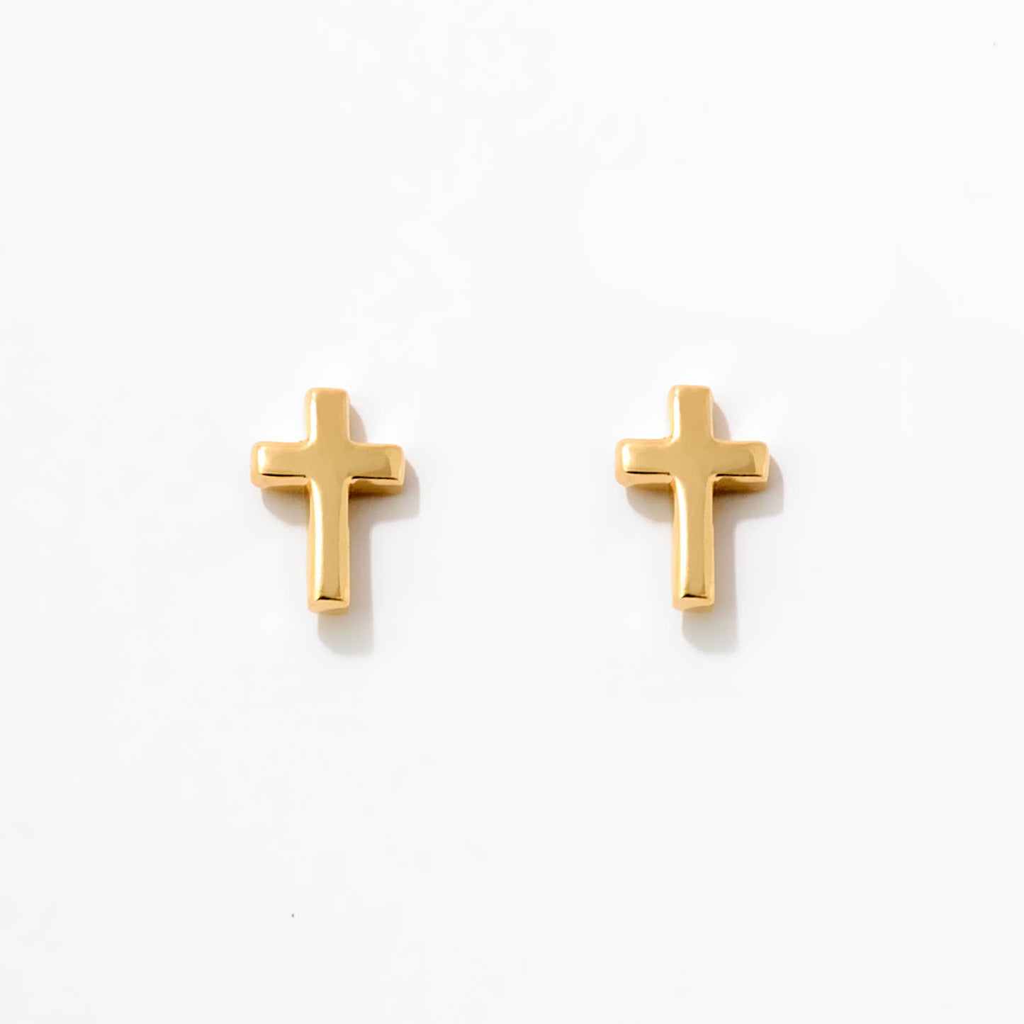 Cross Stud Earrings in 14K Solid Gold