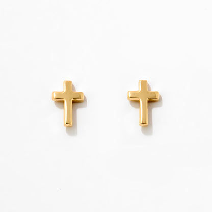 Cross Stud Earrings in 14K Solid Gold