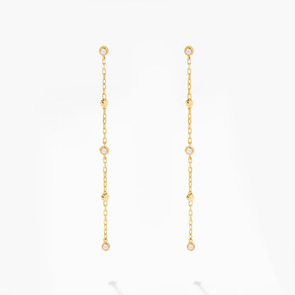 Pearls by the Yard Drop Earrings in 14K Solid Gold