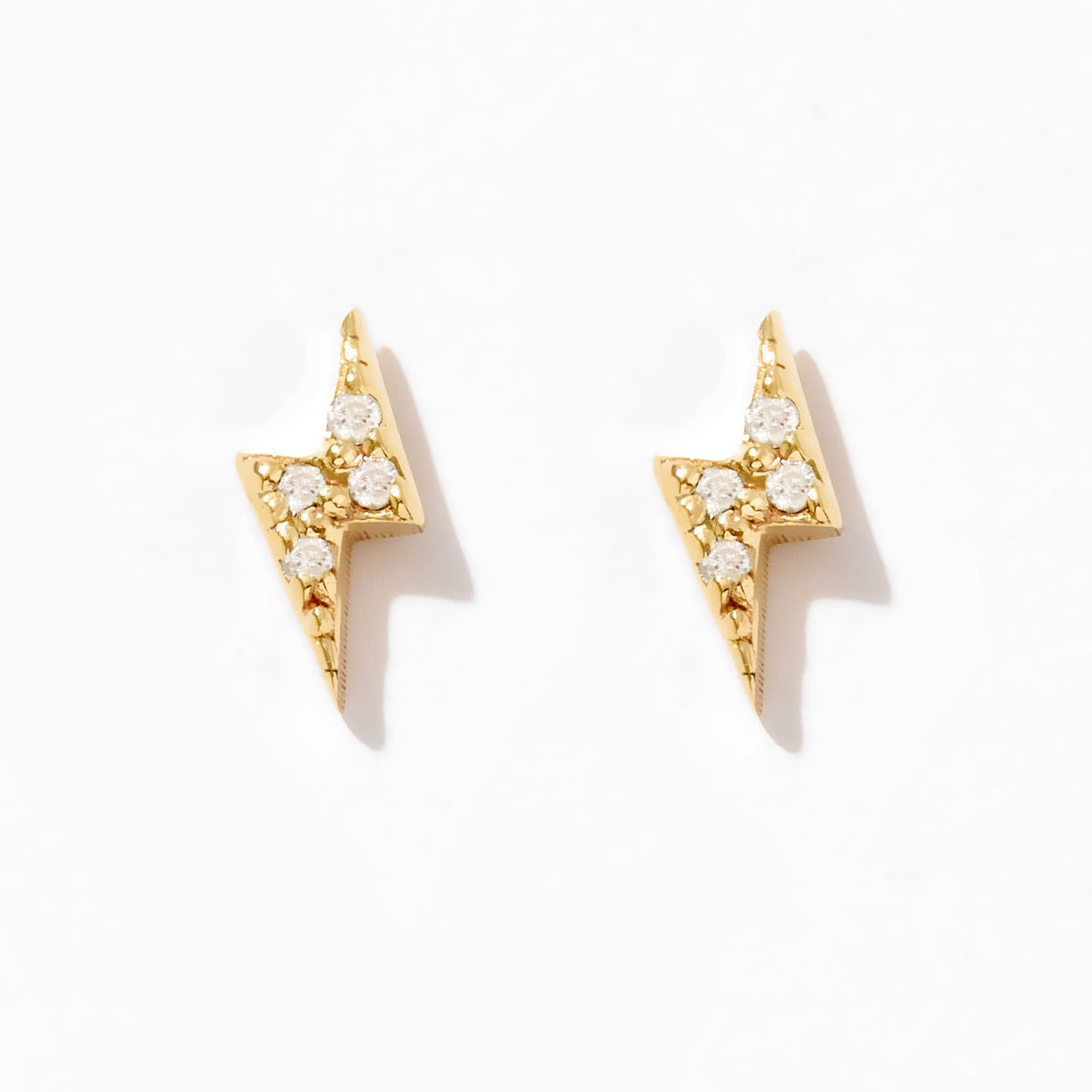 Diamond Lightning Bolt Stud Earrings in 14K Solid Gold