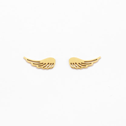 Angel Wing Stud Earrings in 14K Solid Gold