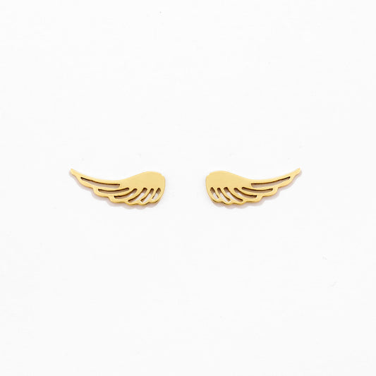 Angel Wing Stud Earrings in 14K Solid Gold