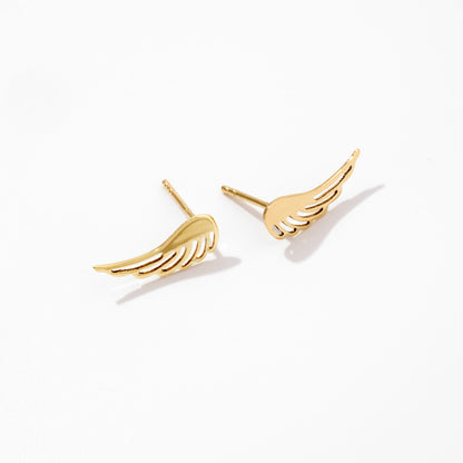 Angel Wing Stud Earrings in 14K Solid Gold