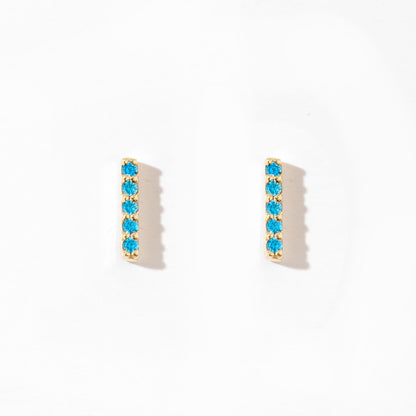 Birthstone Bar Earrings in 14k Solid Gold