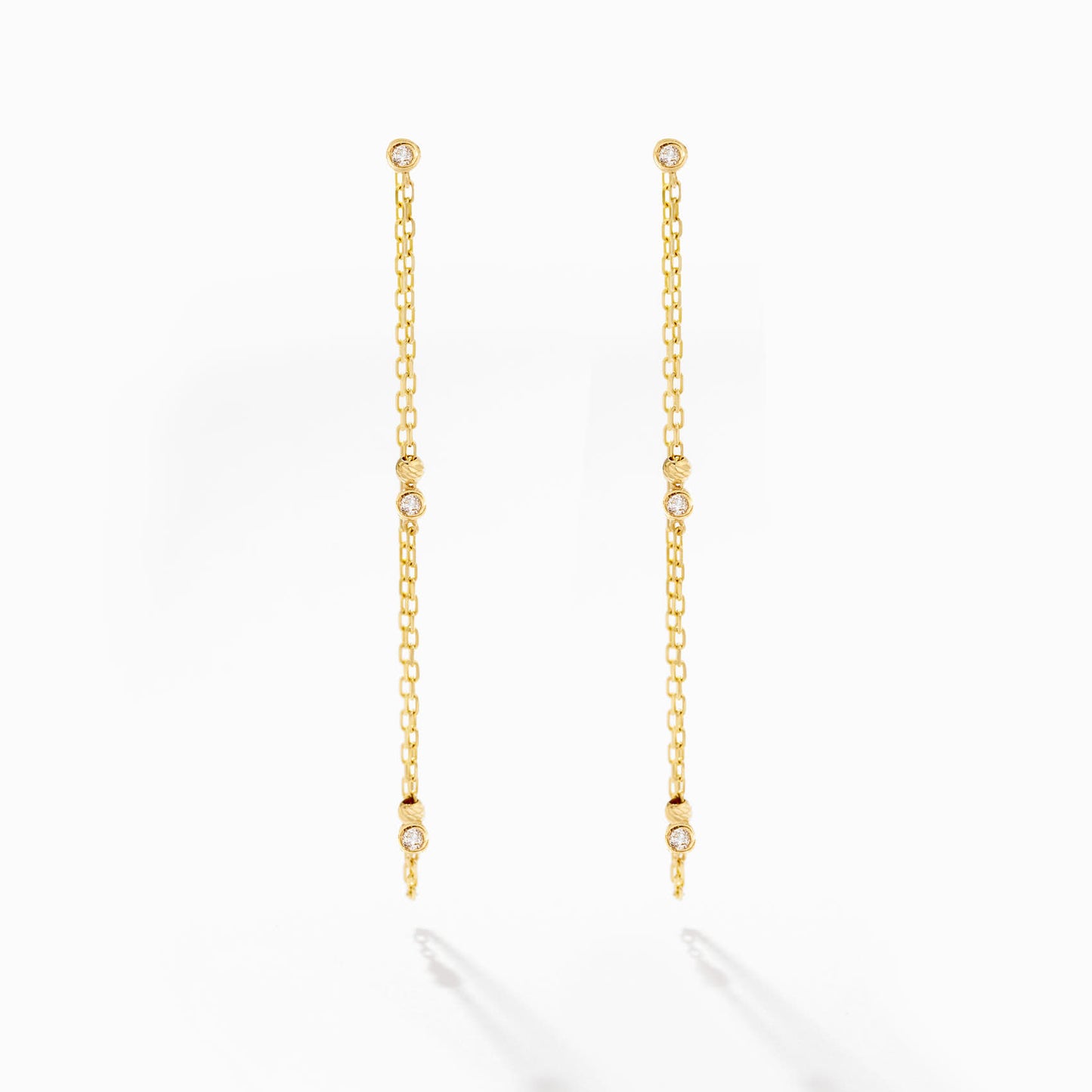 Diamonds and Beads by the Yard Drop Earrings in 14K Solid Gold