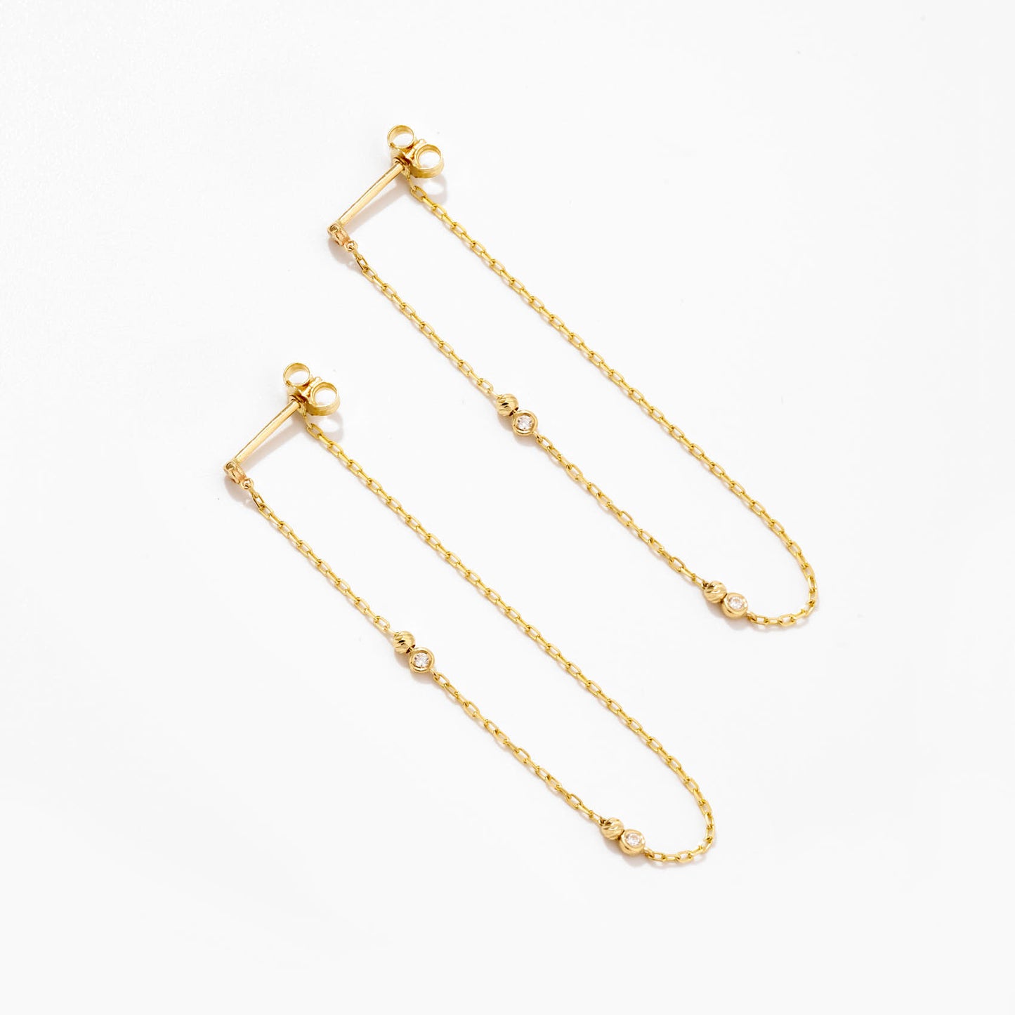 Diamonds and Beads by the Yard Drop Earrings in 14K Solid Gold