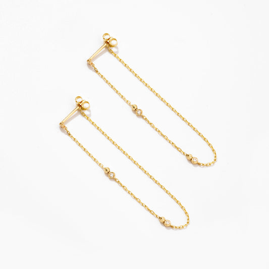 Diamonds and Beads by the Yard Drop Earrings in 14K Solid Gold