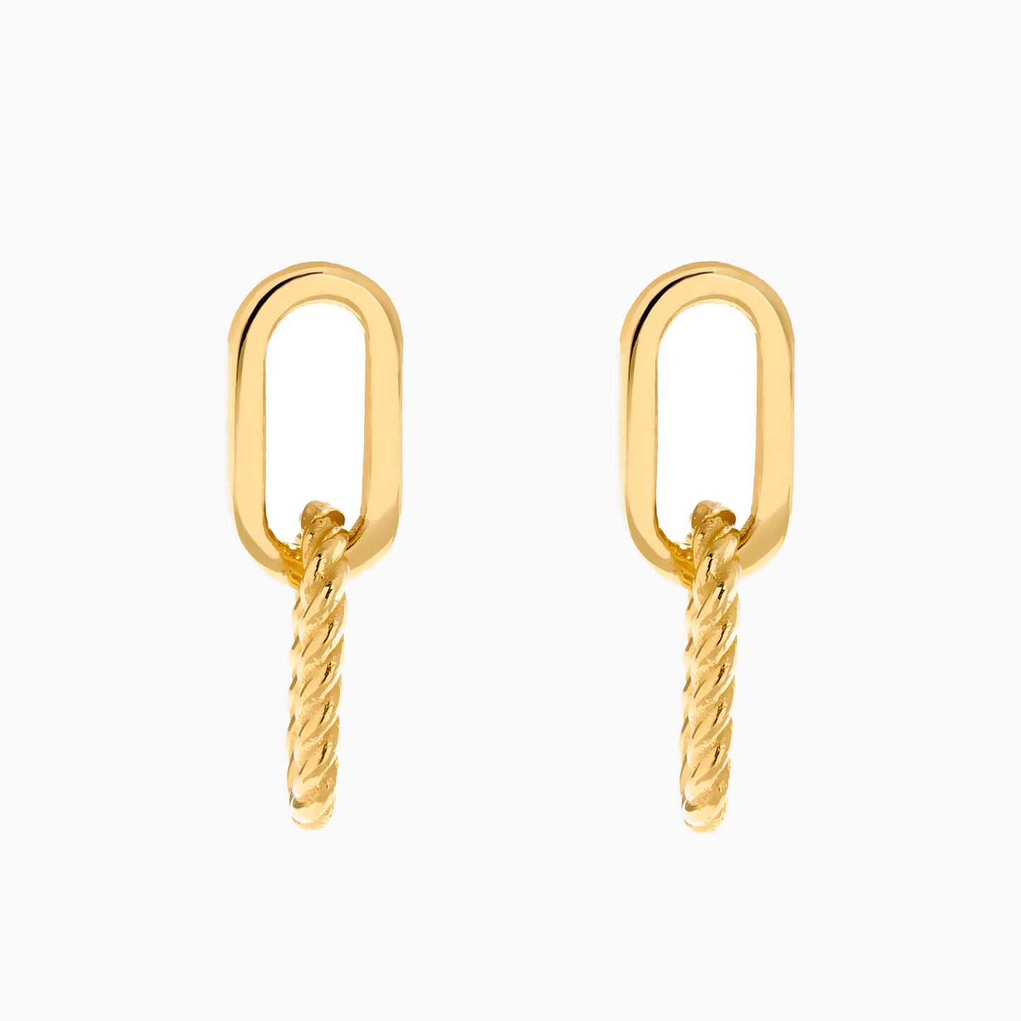 Dangle Paperclip Earrings in 14K Solid Gold