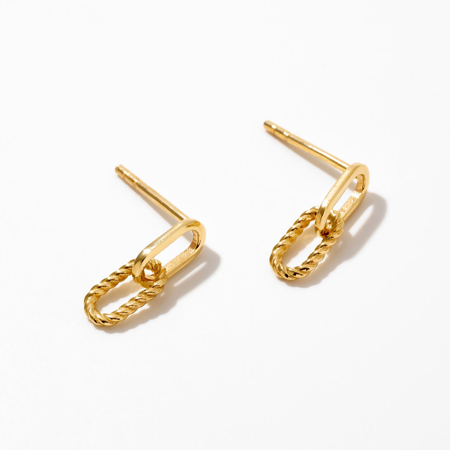 Dangle Paperclip Earrings in 14K Solid Gold