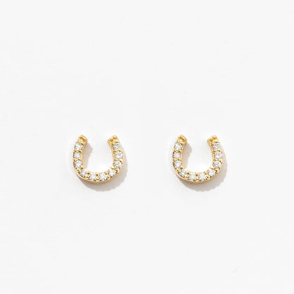 Diamond Horseshoe Earrings in 14K Solid Gold