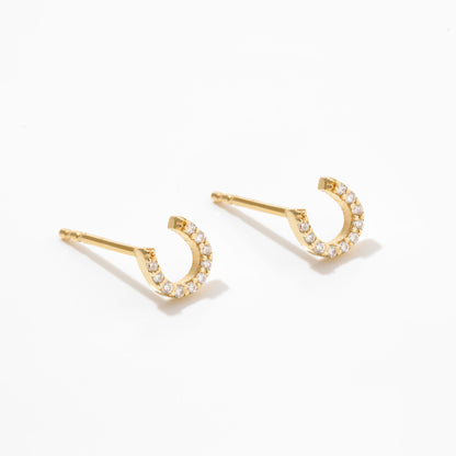 Diamond Horseshoe Earrings in 14K Solid Gold