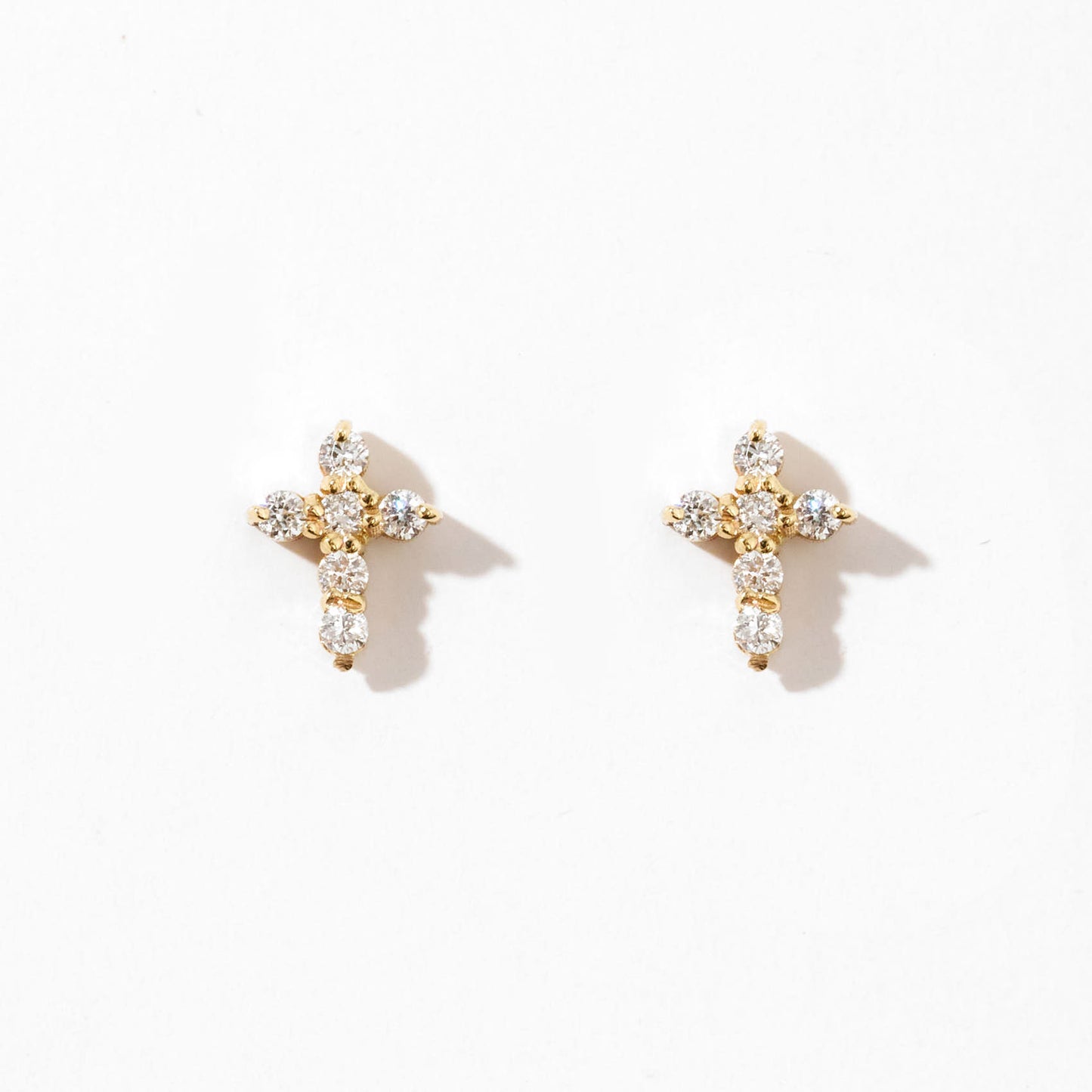 Diamond Cross Earrings in 14k Solid Gold