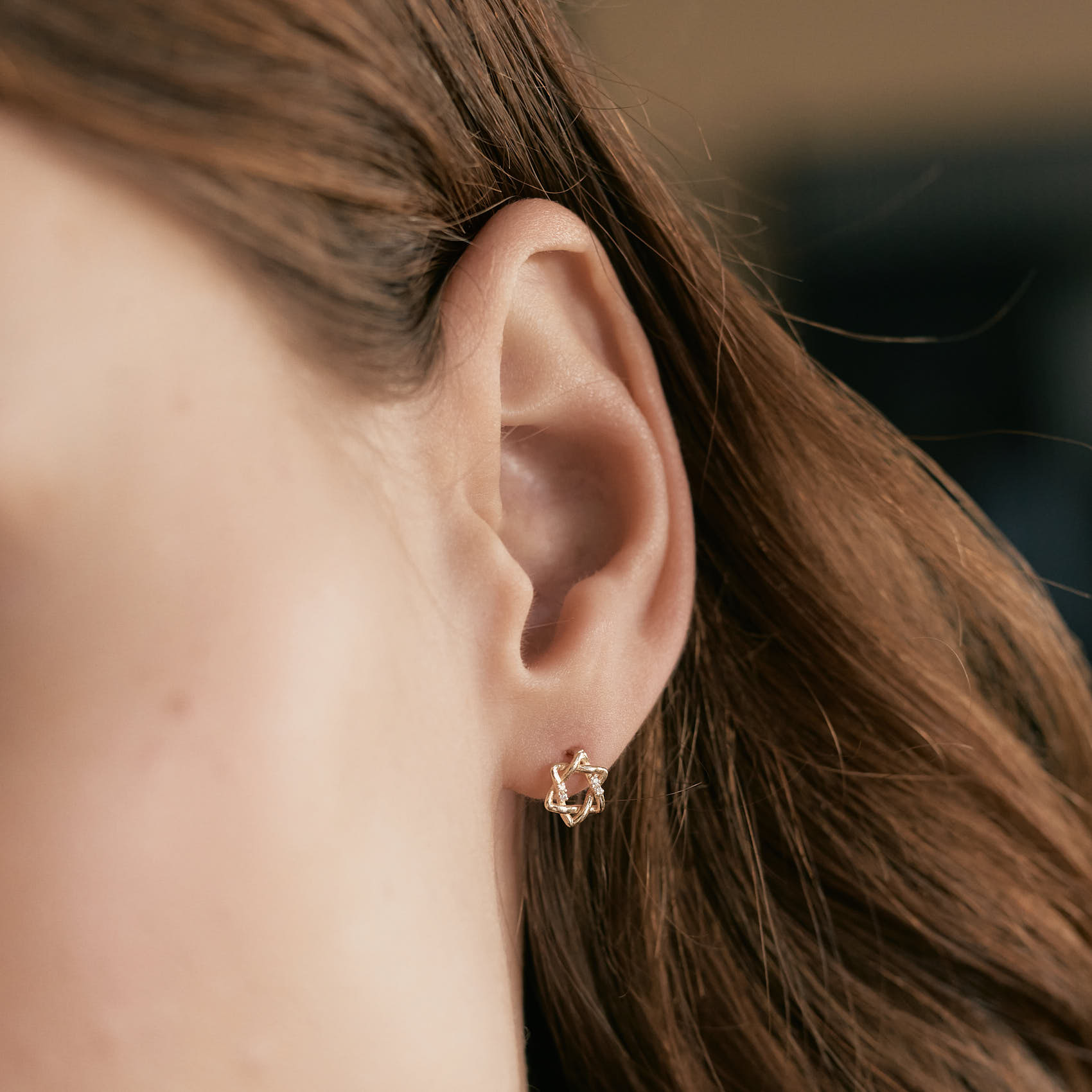 Diamond Star of David Earrings