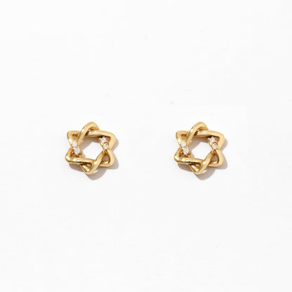 Diamond Star of David Earrings in 14k Solid Gold