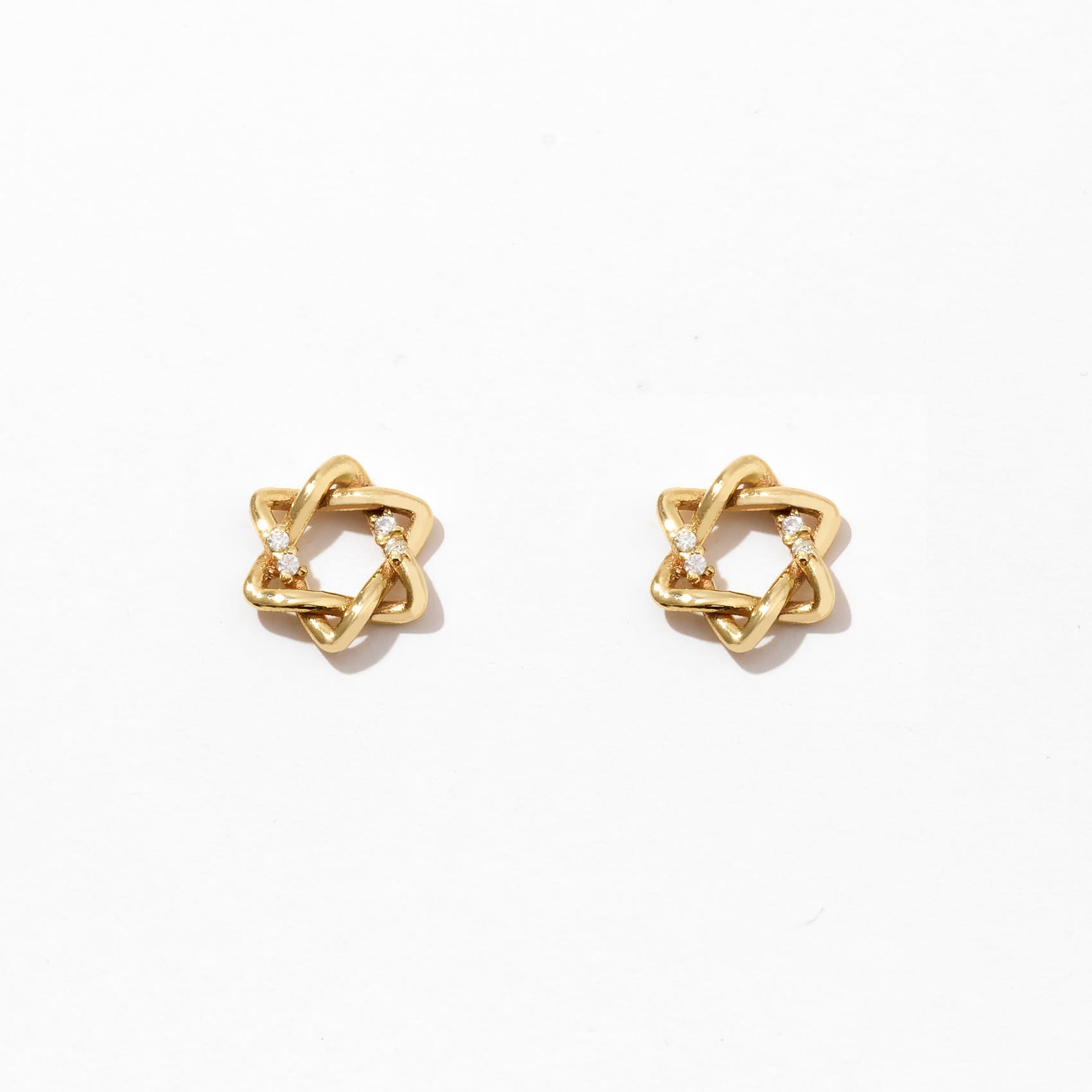 Diamond Star of David Earrings