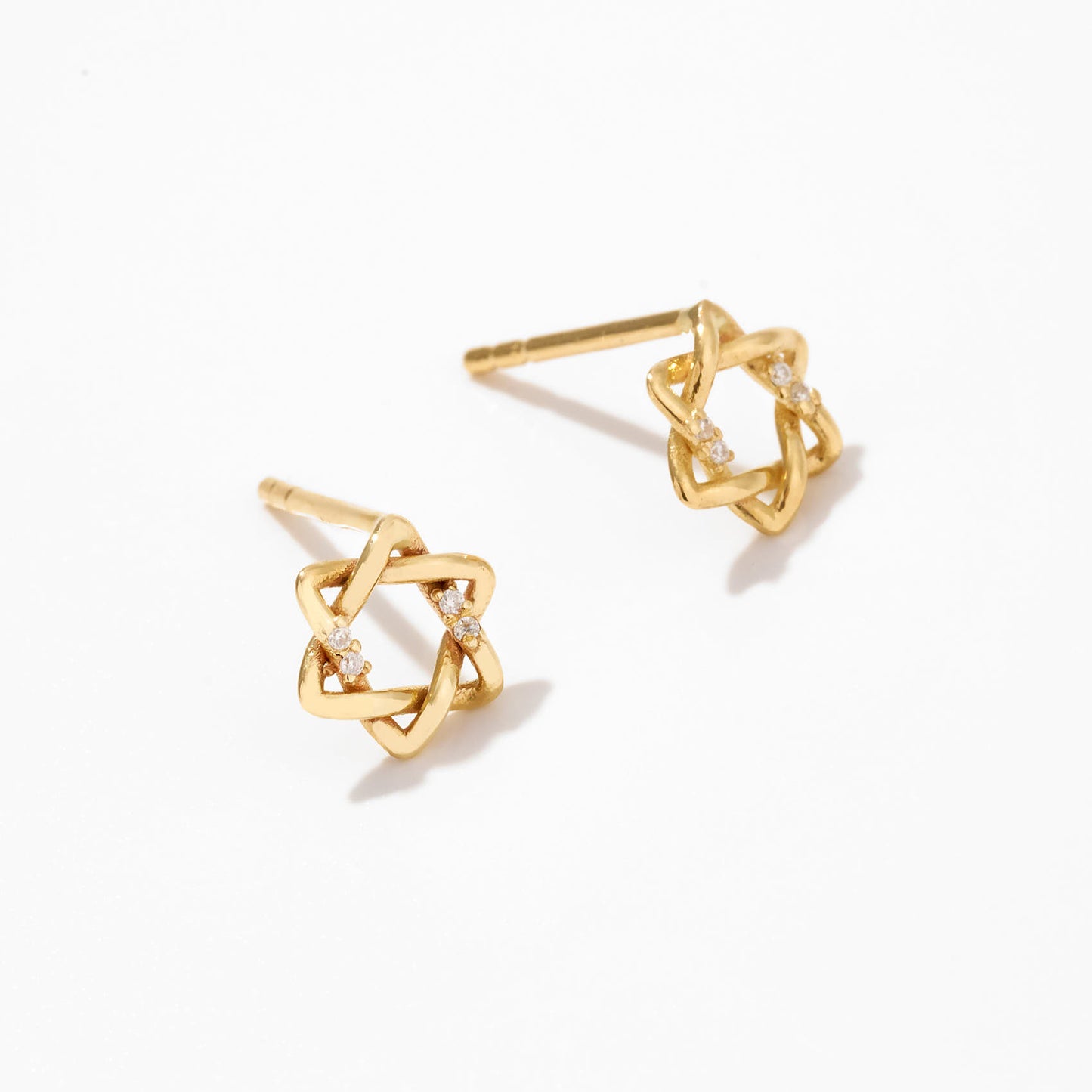 Diamond Star of David Earrings in 14k Solid Gold