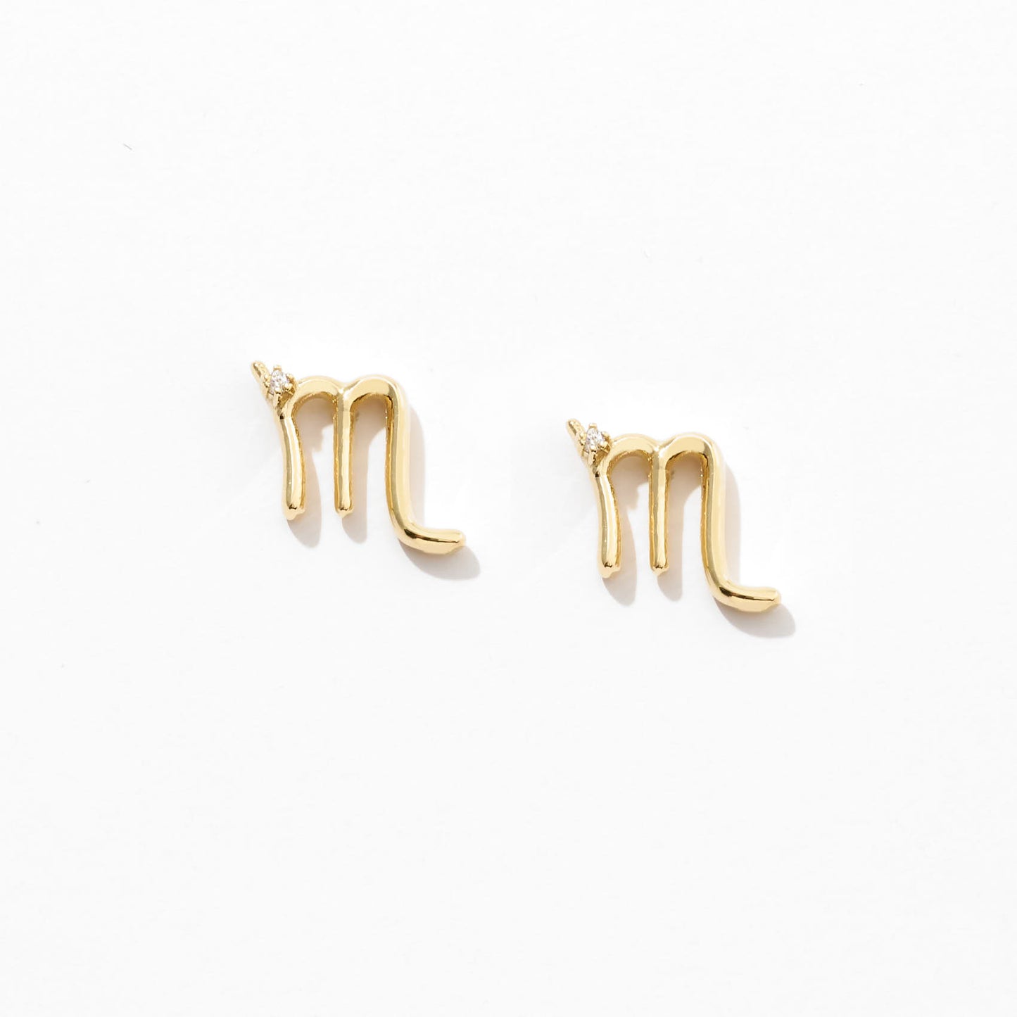 Diamond Zodiac Stud Earrings in 14k Solid Gold