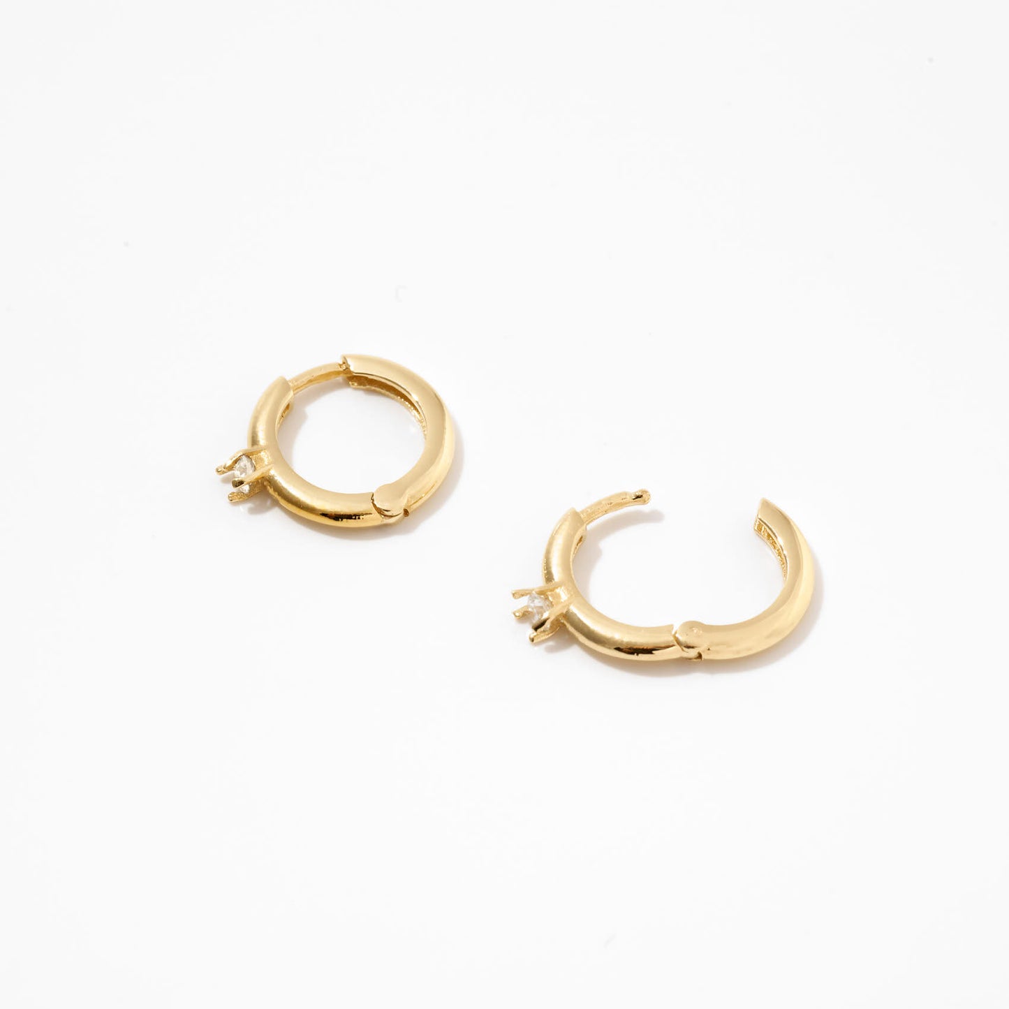 Diamond Solitaire Hoop Earrings in 14k Solid Gold