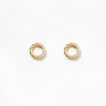 Boucles d'oreilles en or massif 14 carats avec cercle de diamants