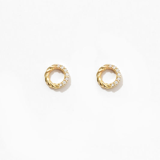 Diamond Circle Earrings in 14k Solid Gold