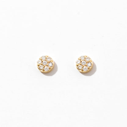 Pave Diamond Round Earrings in 14k Solid Gold