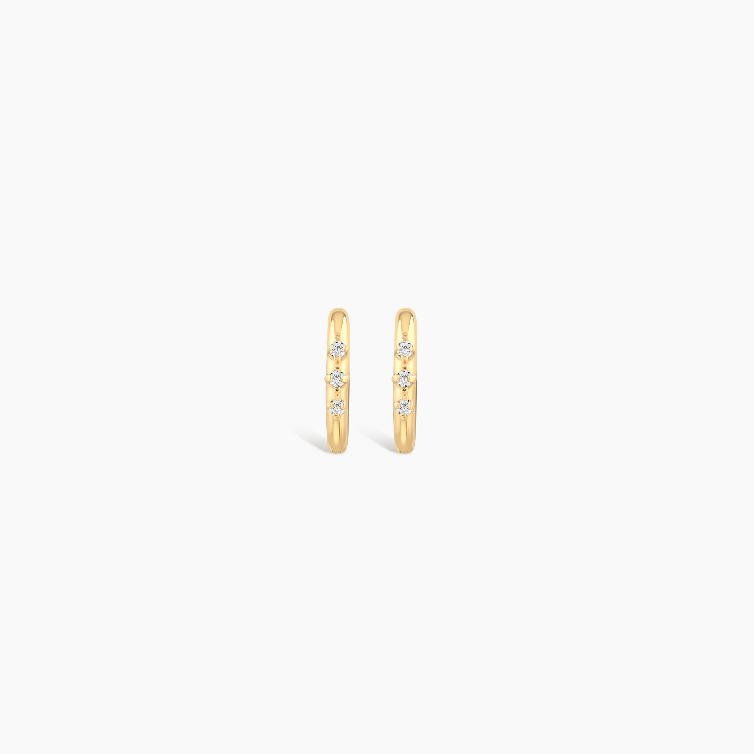 Dainty 3-Stone Hoop Earrings