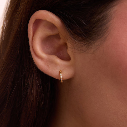 Dainty 3-Stone Hoop Earrings