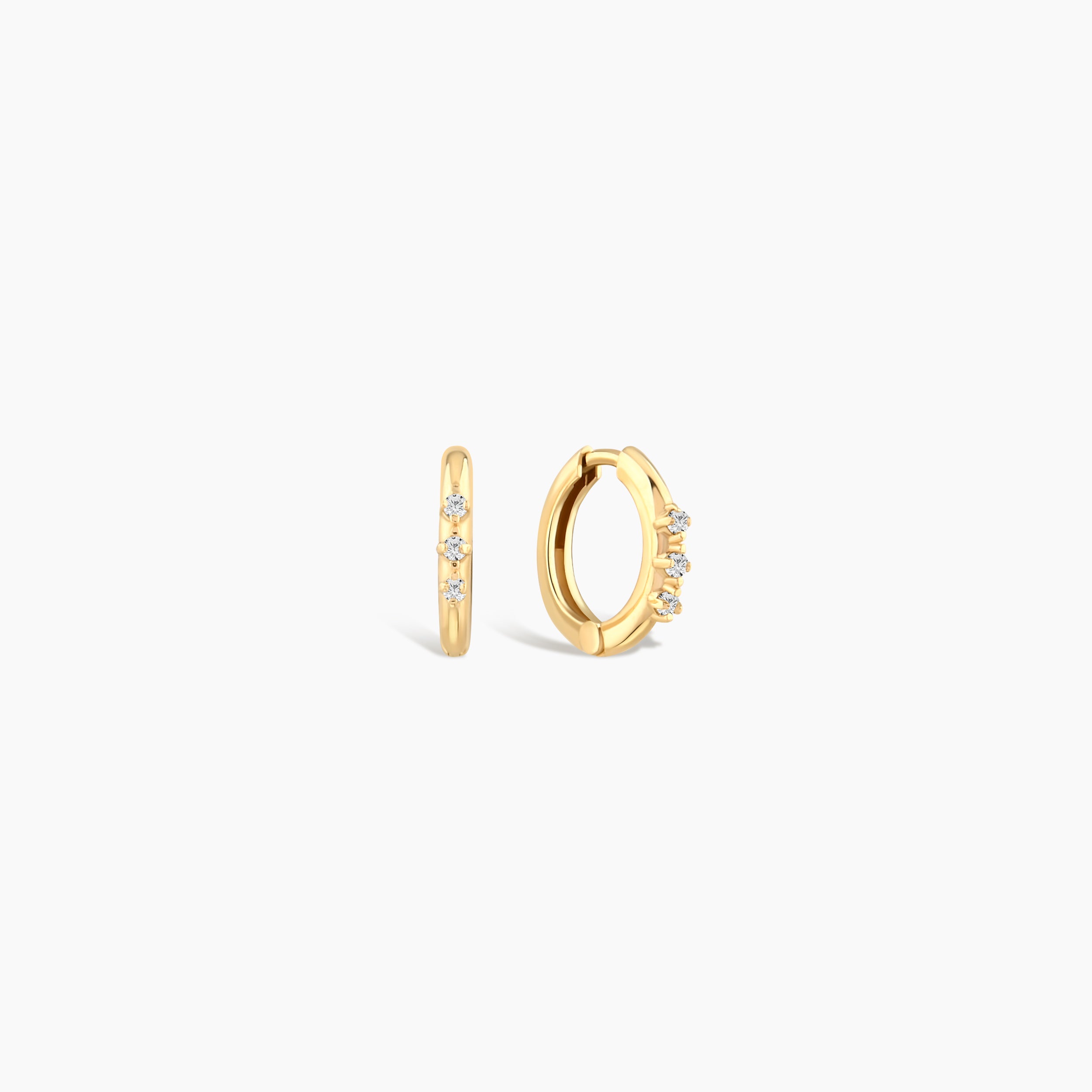 Dainty 3-Stone Hoop Earrings